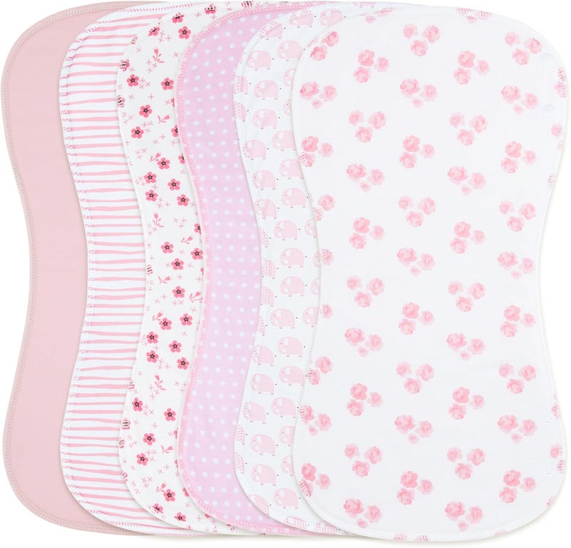 Benoxine 2-in-1 Burp Cloths and Baby Bibs - 6 Pack Large Super Absorbent Soft Cotton Burping Cloths for Spit Up, 3 Layers Thick Baby Burp Rags for Girls & Boys - Image 1